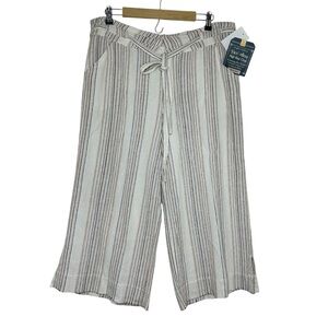 Democracy Flex Ellent High Rise Stripes Linen Blend Belt Wide Leg Crop Pants 14
